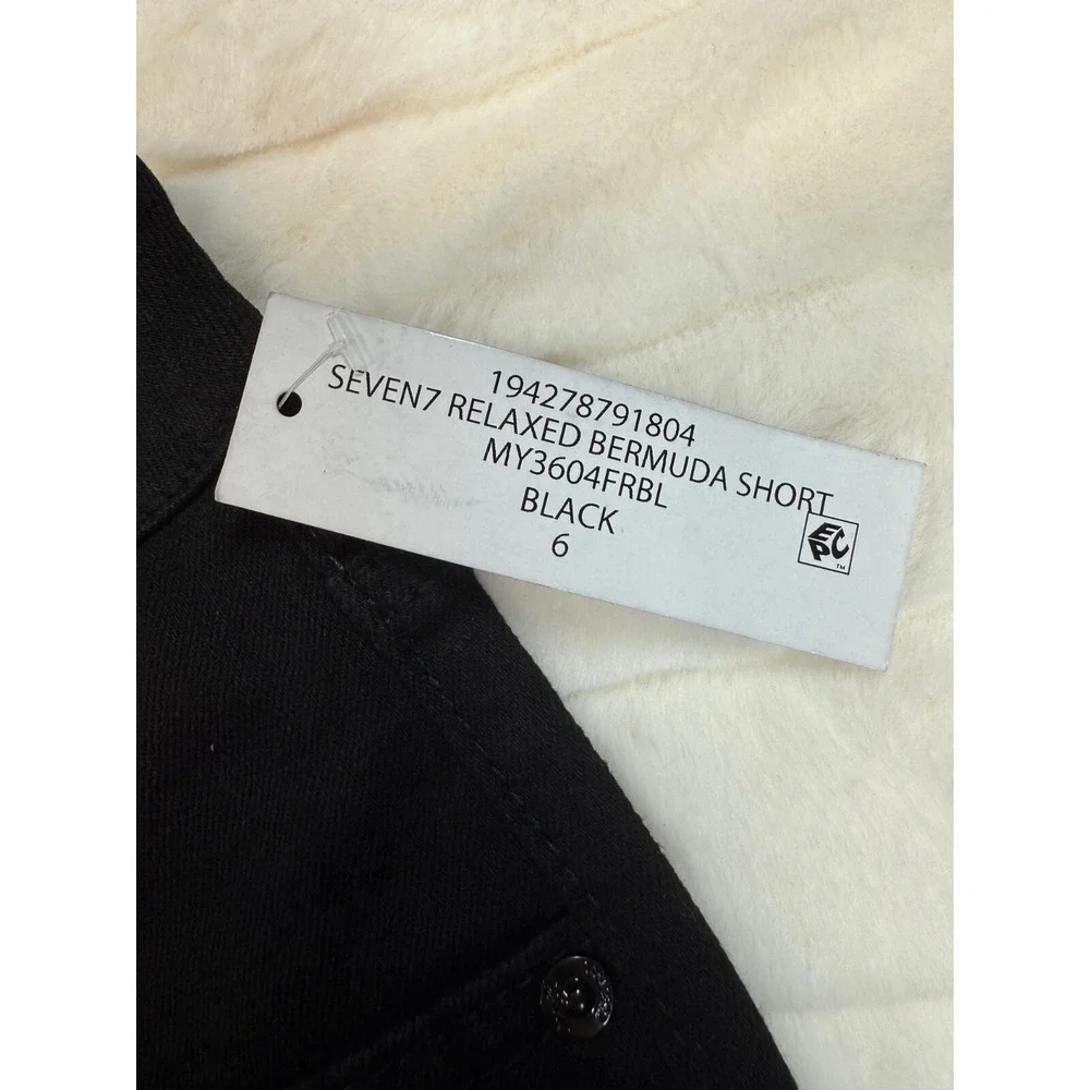 Seven7 Bermuda Shorts Womens 6 Black Jean Relaxed‎ Fit Stretch Comfort Fray Hem